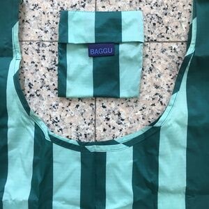 Baggu Striped Bag - Mint and Dark Green